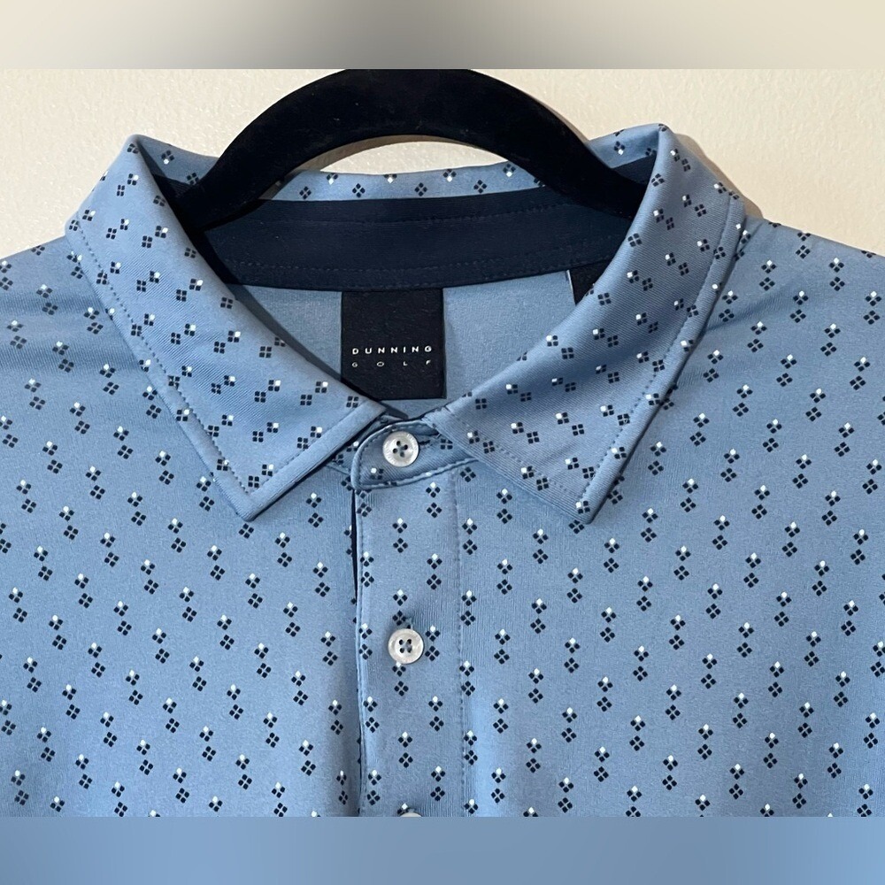 Dunning Golf Polo Performance Men's‎ XL Blue Patterned Shirt Short Sleeve Summer